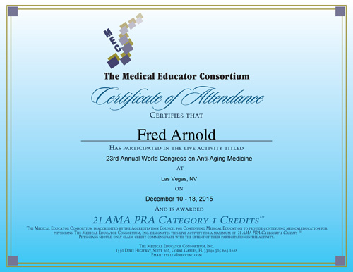 Dr. Fred Arnold attends the 23rd Annual World Congress on Anti-Aging Medicine in Las Vegas