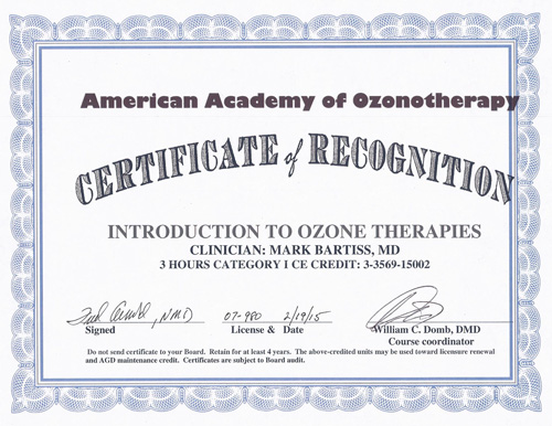 American Academy of Ozonotherapy Certificate