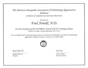 AOAPRM Prolotherapy Certification