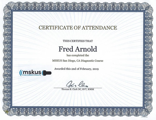 MSKUS Ultrasound Diagnostic Course 2019 Certificate