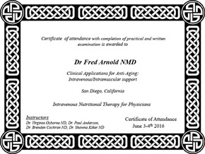 Clinical Applications of Anti-Aging Intravenous and Intramuscular support Certificate