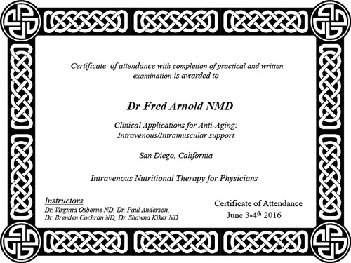 Clinical Applications of Anti-Aging Intravenous and Intramuscular support Certificate