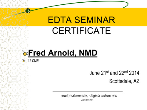 Dr. Fred Arnold becomes certified in Heavy Metal Toxicology