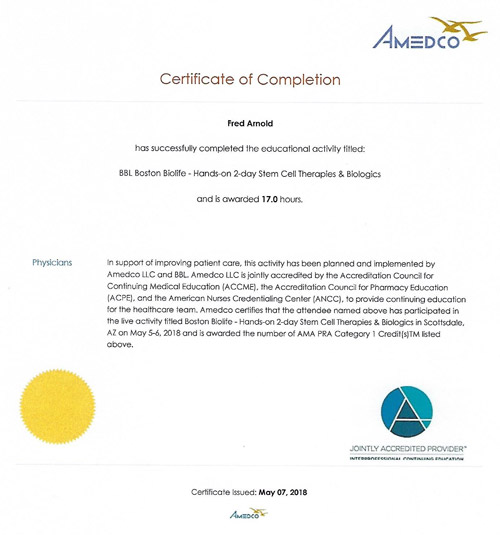 Boston Biolife Certificate