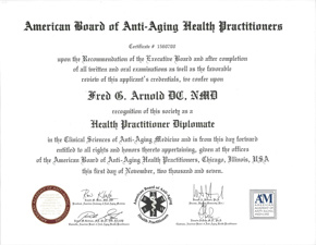 Diplomate, American Board of Anti-Aging Health Practitioners Certificate