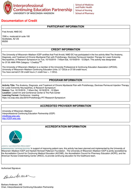 Hackett Hemwall Patterson Foundation Conference Certificate 2019