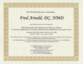 Hormone Therapy Seminar Certificate