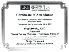 UNE Certificate of Attendance